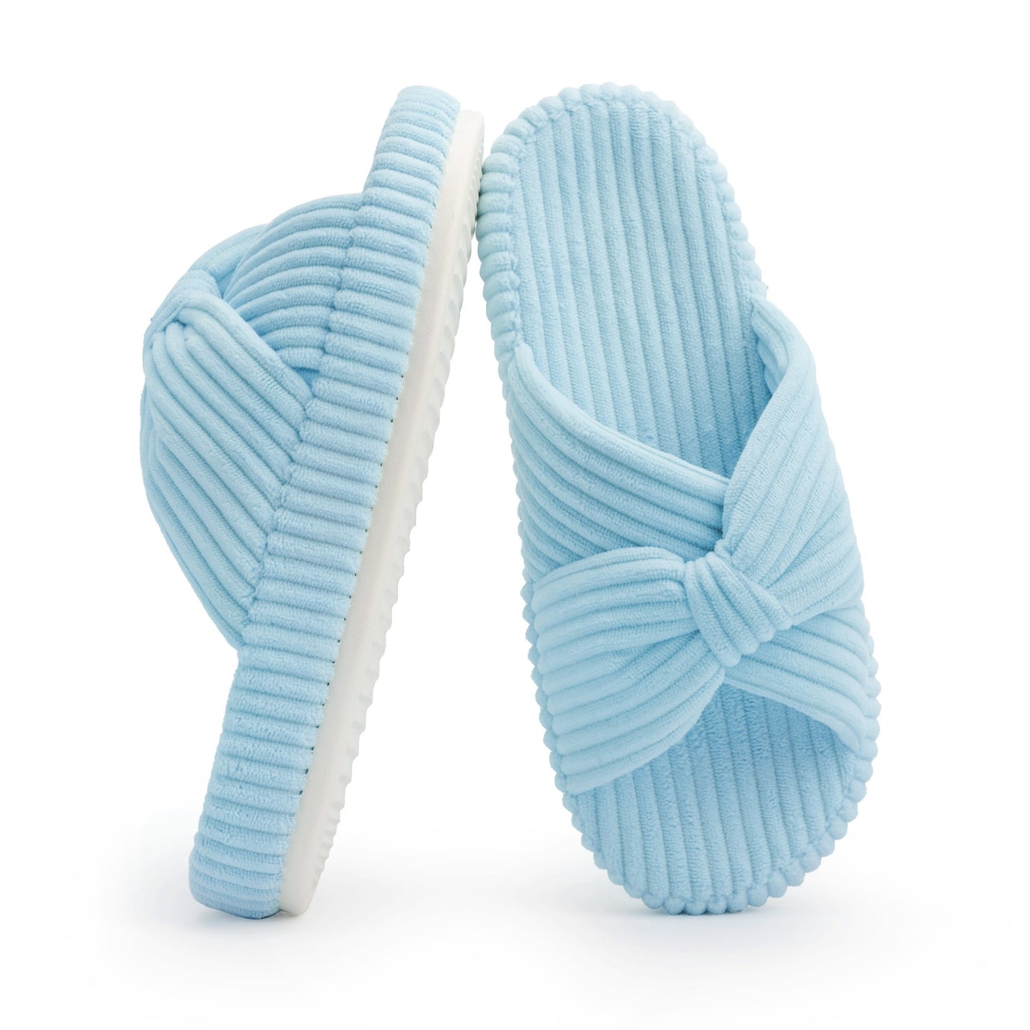 Chantomoo Slippers for Women Memory Foam House Bedroom Corduroy Bow Crossbands Slide Slipper Shoes Comfy Trendy Gift Slippers