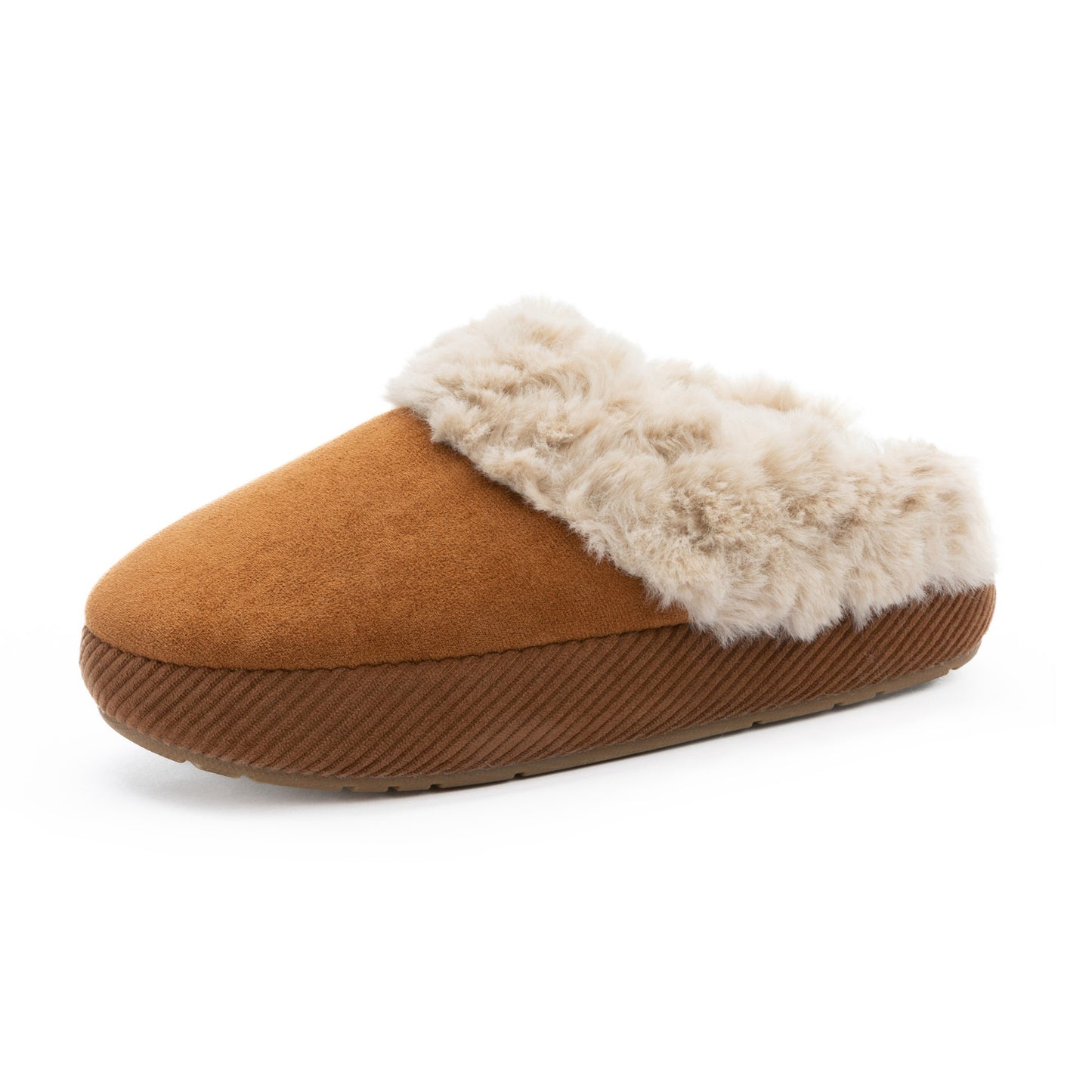 Chantomoo Slippers for Women and Men Memory Foam Slippers House Shoes Faux Suede Upper Rubber Sole Faux Fur Lining Warm Comfy Indoor Fuzzy Slippers