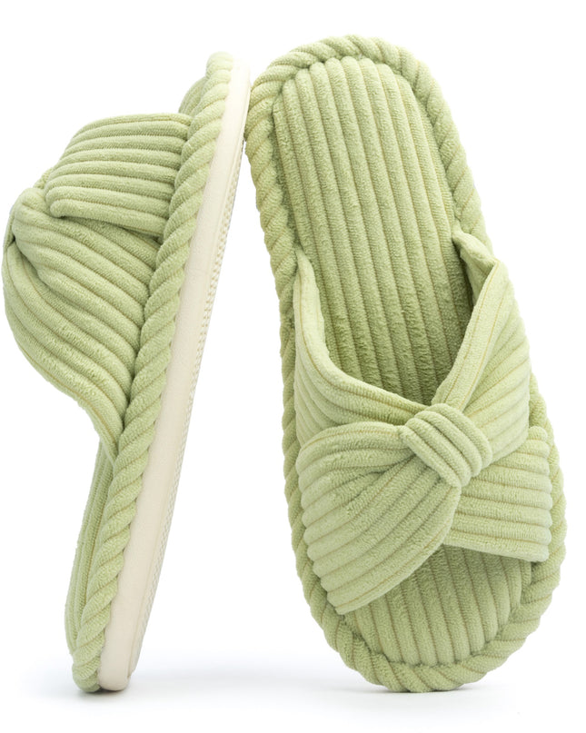 Corduroy Bow Tie Slippers