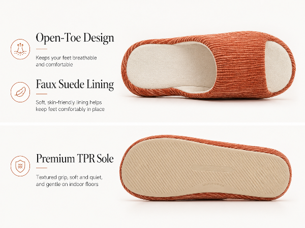 Scallop - Terracotta-pantoffels met zachte zool