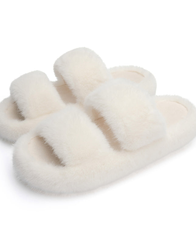 Furry Indoor Open Toe Slippers