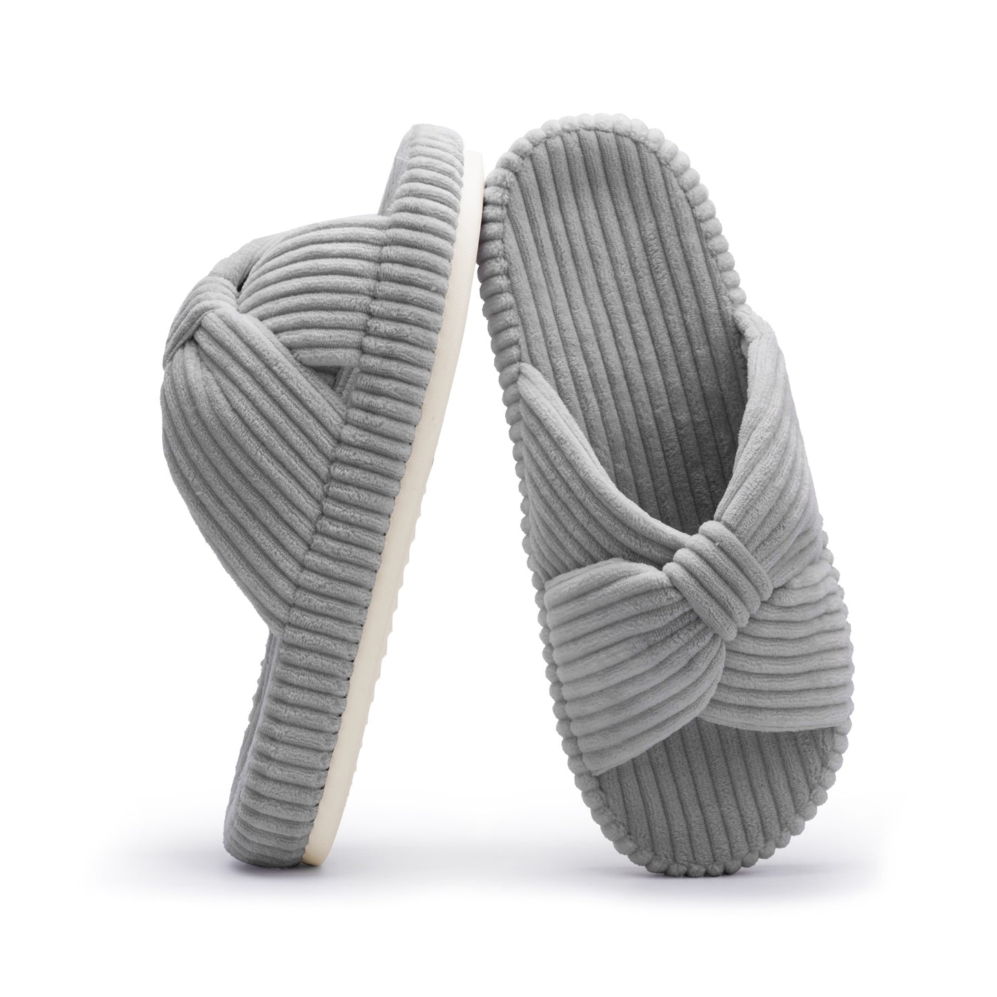 Chantomoo Slippers for Women Memory Foam House Bedroom Corduroy Bow Crossbands Slide Slipper Shoes Comfy Trendy Gift Slippers