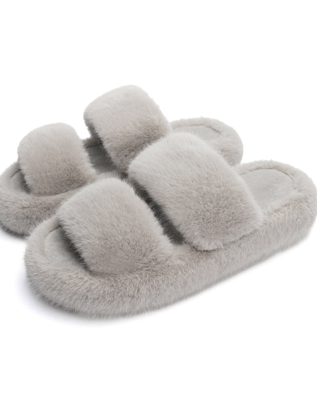 Furry Indoor Open Toe Slippers