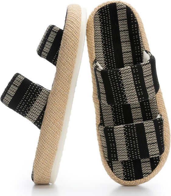 Boardwalk Natural Weave Two-Strap Open-Toe Slippers
