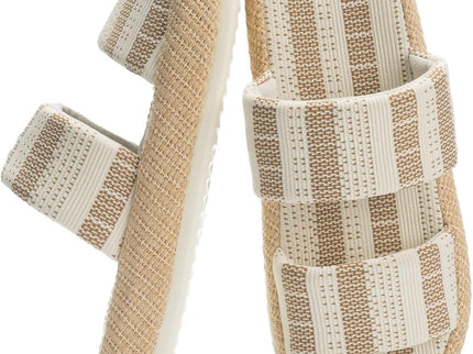 Boardwalk Naturlig Väv Tvåbandiga Tofflor med Öppen Tå