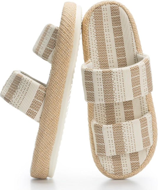 Boardwalk Natural Weave Two-Strap Open-Toe Slippers