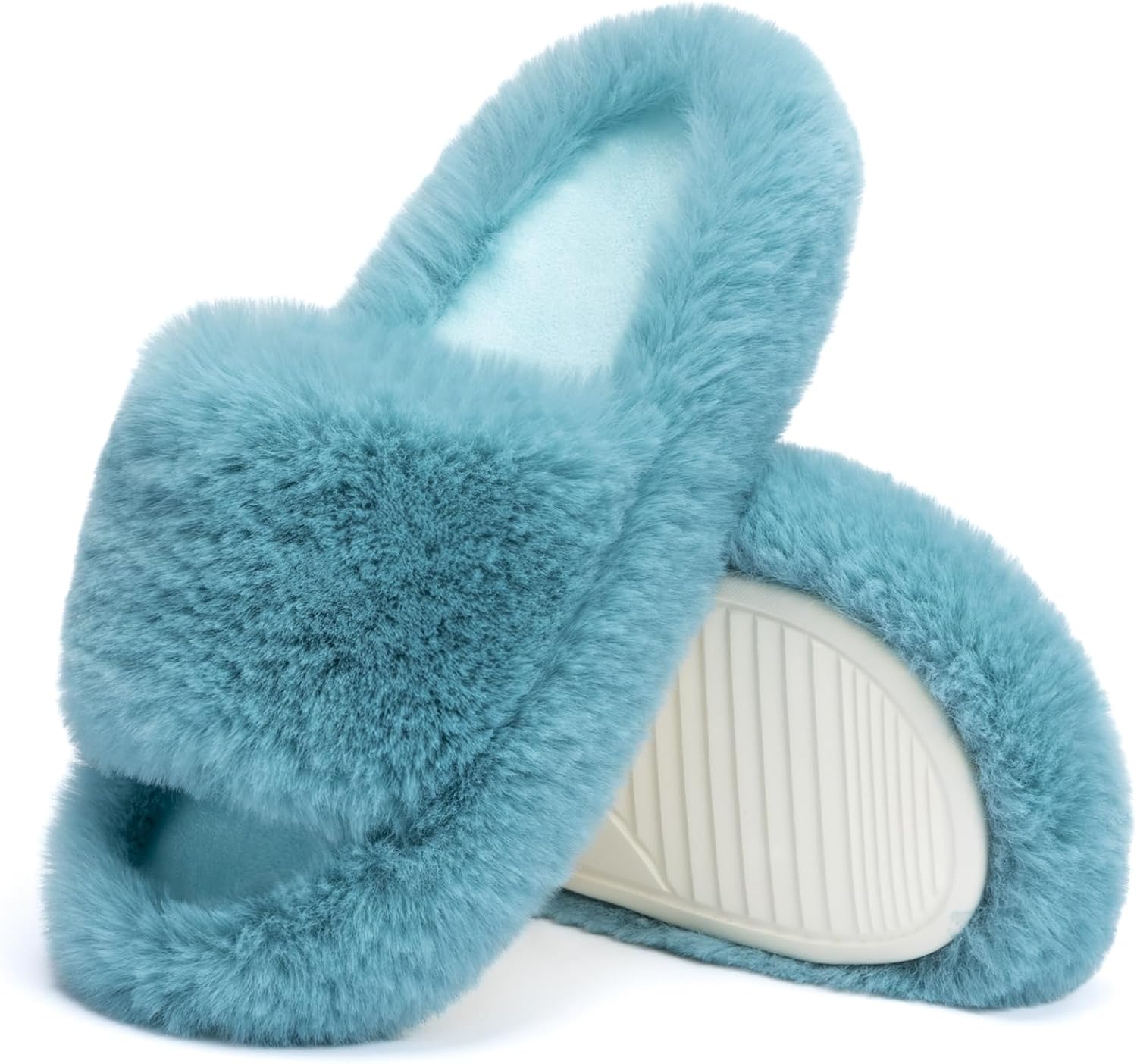 Pantuflas abiertas de espuma viscoelástica peluda