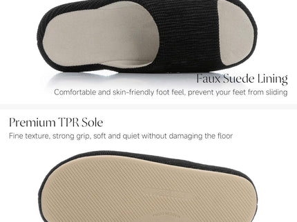 Scallop - Pantuflas negro mica de suela suave