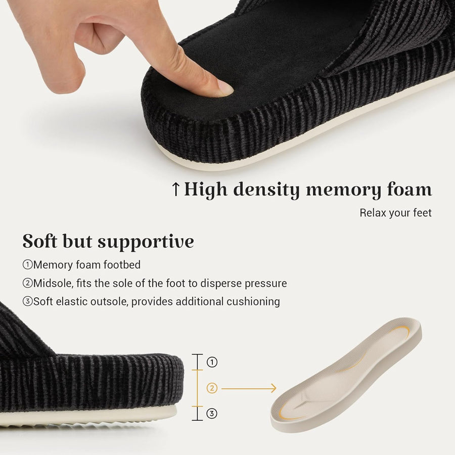 HODY - Pantuflas Black Diamond con espuma viscoelástica