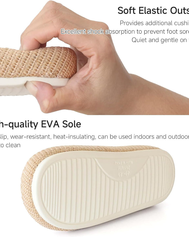 Natural Weave Two-Strap Open-Toe Slippers