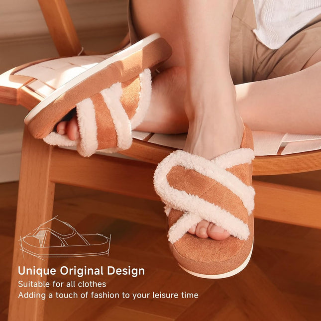 Meadow Fuzz Adjustable Open-Toe Fuzzy Slippers