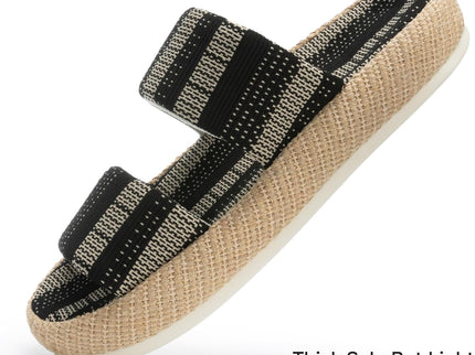 Boardwalk Naturlig Väv Tvåbandiga Tofflor med Öppen Tå