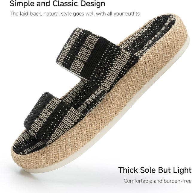 Boardwalk Natural Weave Two-Strap Open-Toe Slippers