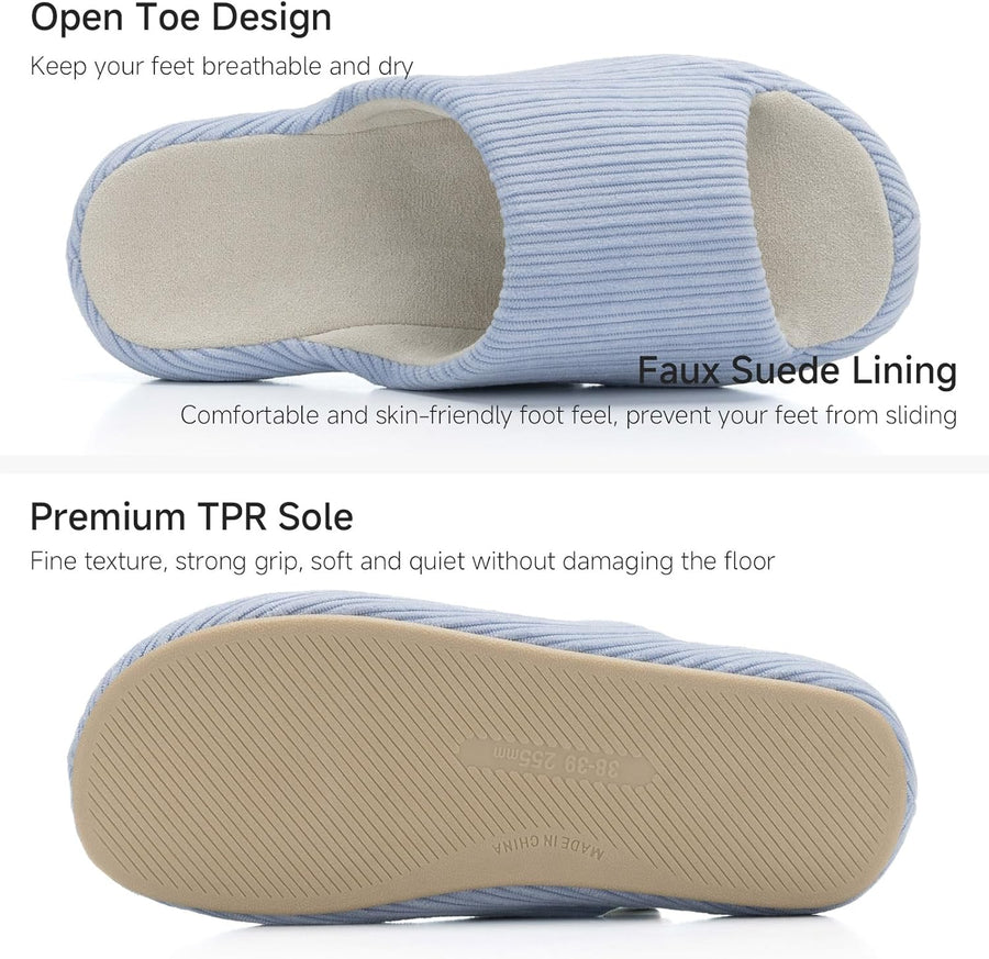 Scallop - Pantuflas azul suave de suela suave