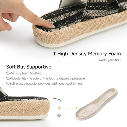 Natural Weave Two-Strap Open-Toe Slippers