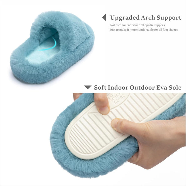 Fuzzy Memory Foam Open Toe Slippers