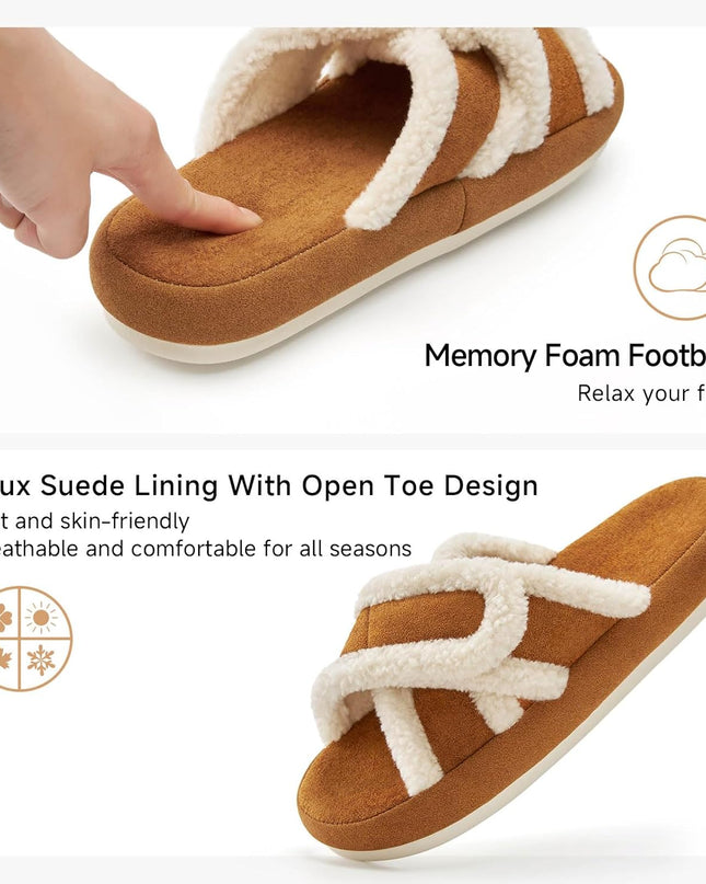 Leisure Fuzz Adjustable Open-Toe Fuzzy Slippers