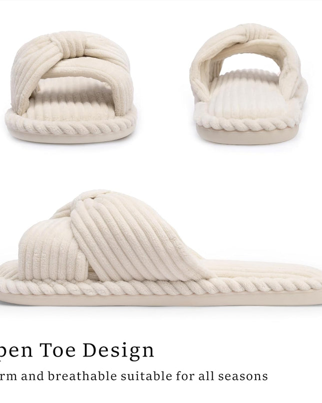 Corduroy Bow Tie Slippers
