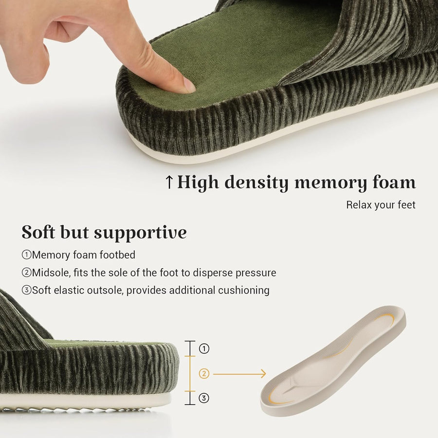 HODY - Champagne Olive Memory Foam Slippers