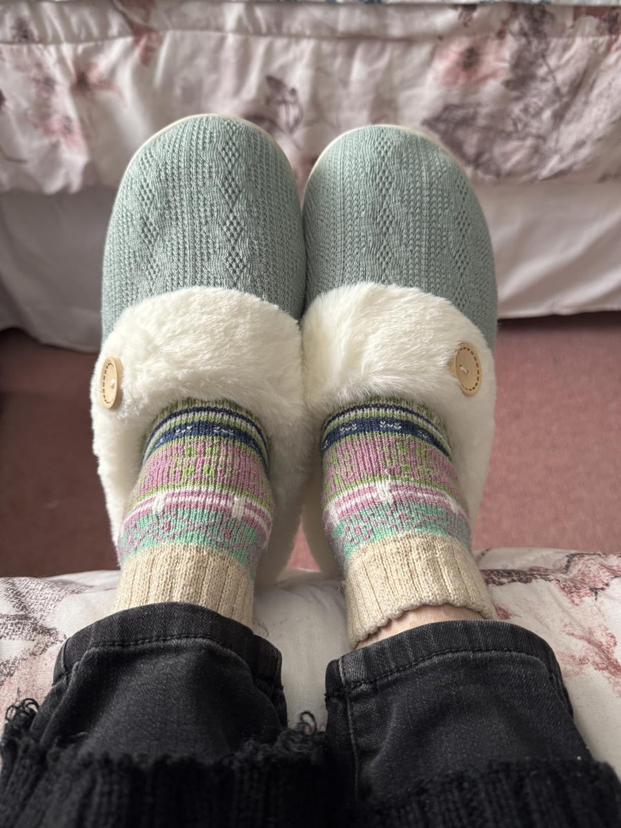 BUTTON  Warm Scuff Slippers