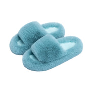 Turquoise Fuzzy Memory Foam Open Toe Slippers