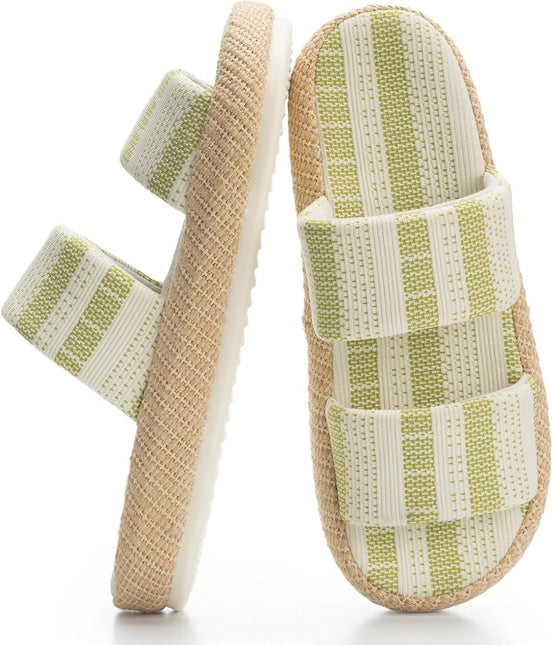 Boardwalk Natural Weave Two-Strap Open-Toe Slippers