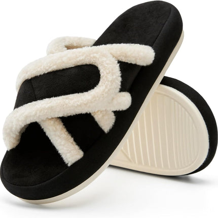 Leisure Fuzz Adjustable Open-Toe Fuzzy Slippers