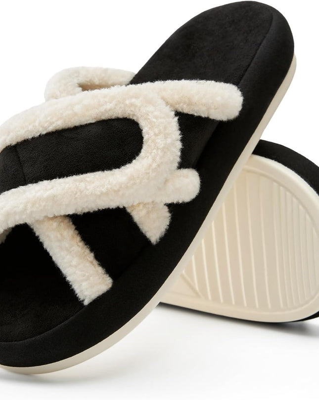 Leisure Fuzz Adjustable Open-Toe Fuzzy Slippers