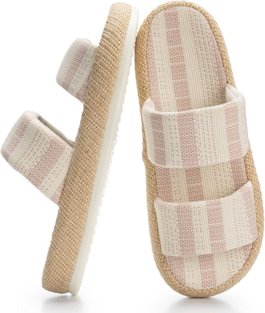 Boardwalk Natural Weave Two-Strap Open-Toe Slippers