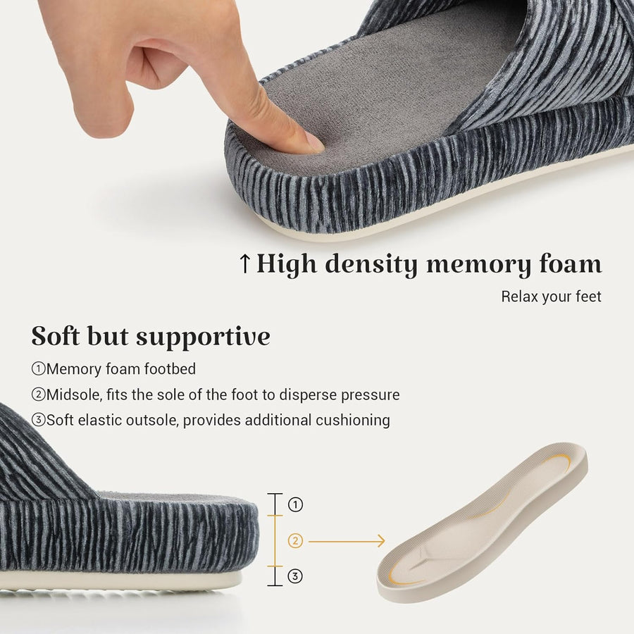 HODY - Brooklyn Grey Memory Foam Slippers
