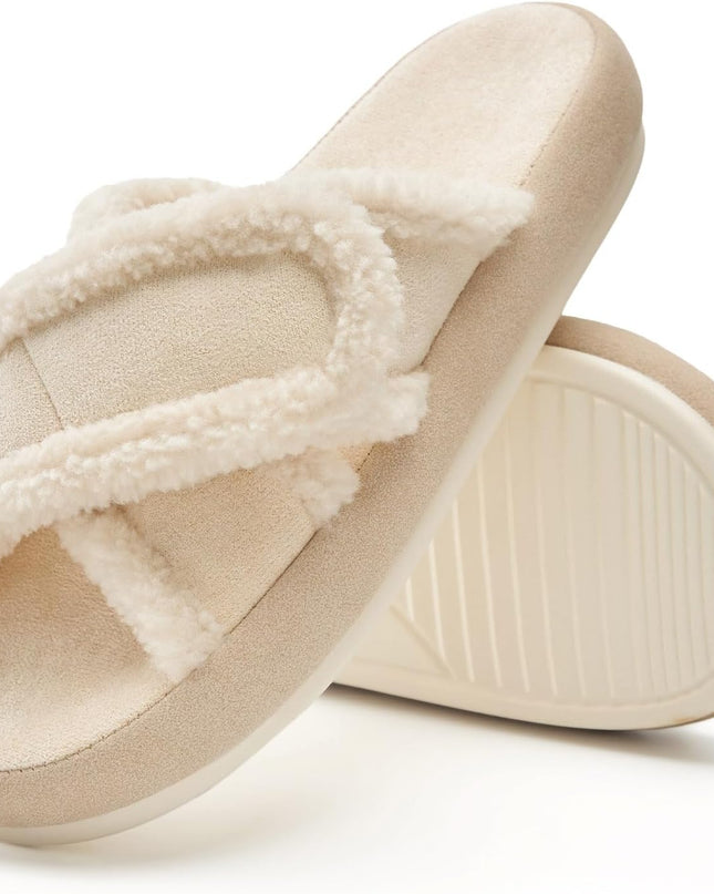 Leisure Fuzz Adjustable Open-Toe Fuzzy Slippers