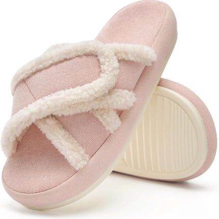 Leisure Fuzz Adjustable Open-Toe Fuzzy Slippers