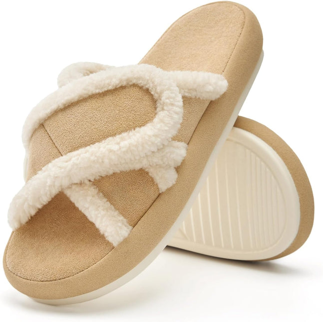 Meadow Fuzz Adjustable Open-Toe Fuzzy Slippers