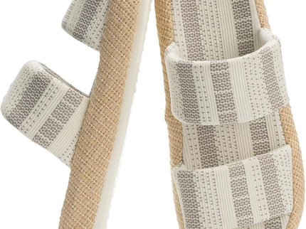 Boardwalk Naturlig Väv Tvåbandiga Tofflor med Öppen Tå