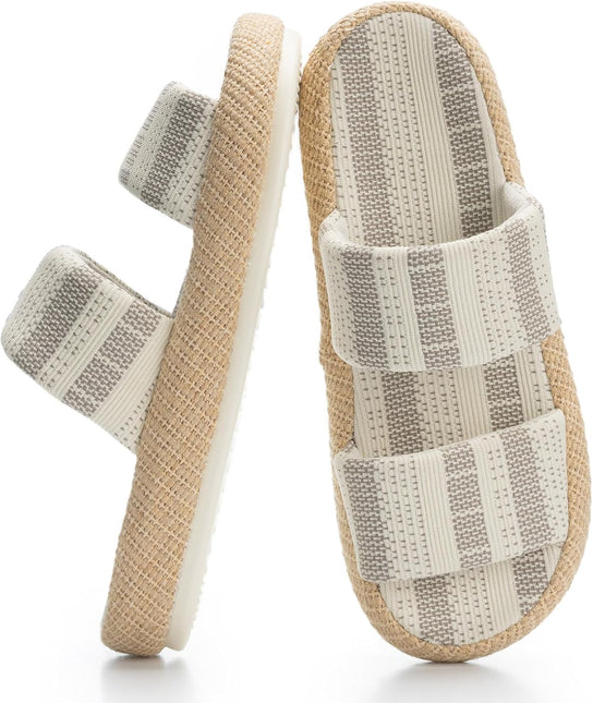 Boardwalk Natural Weave Two-Strap Open-Toe Slippers