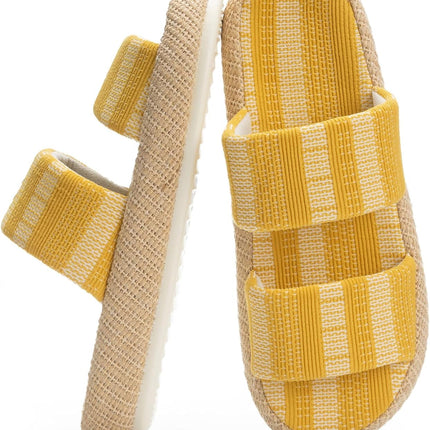 Natural Weave Two-Strap Open-Toe Slippers