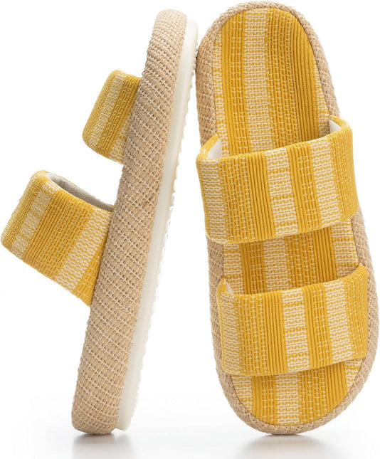 Boardwalk Natural Weave Two-Strap Open-Toe Slippers