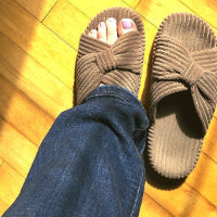 Customer wearing Chantomoo slippers