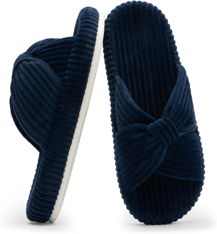 HODY - Pantuflas azul Oxford con espuma viscoelástica