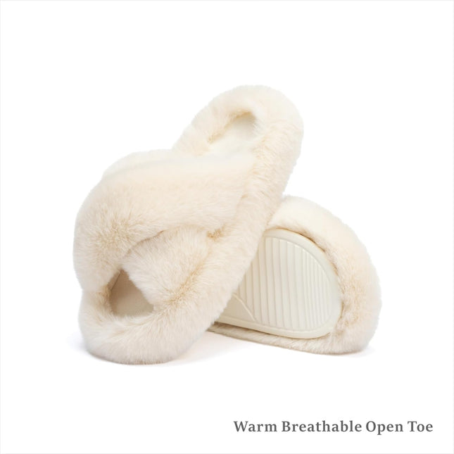 Chantomoo Damtofflor Blå Memory Foam Fuskpälsfodrade Öppna Tå-tofflor för kvinnor - US 12