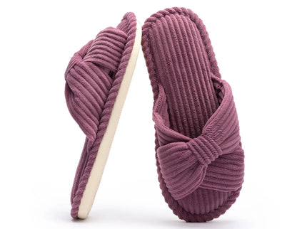BOWDY Corduroy Bow Tie Slippers