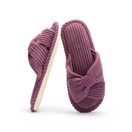 BOWDY Corduroy Bow Tie Slippers