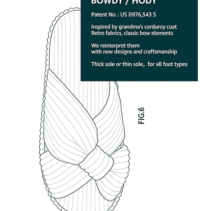 White Corduroy Bow Tie Slippers