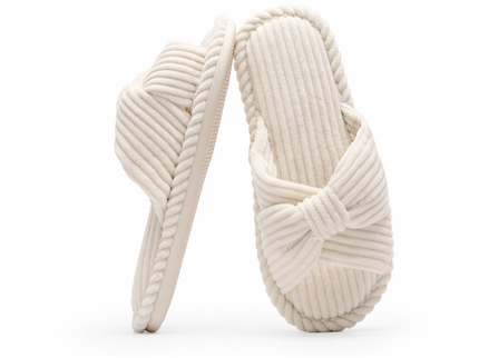 BOWDY Corduroy Bow Tie Slippers