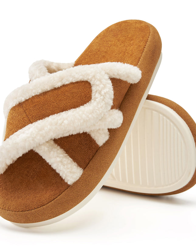 Leisure Fuzz Adjustable Open-Toe Fuzzy Slippers