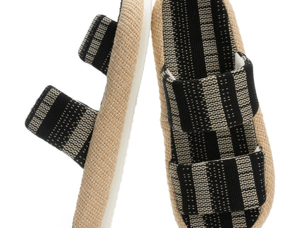 Boardwalk Naturlig Väv Tvåbandiga Tofflor med Öppen Tå