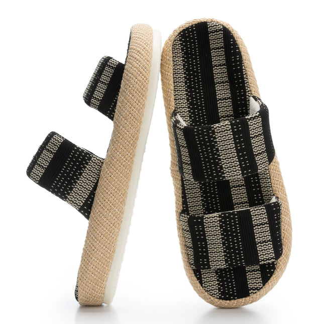 Boardwalk Natural Weave Two-Strap Open-Toe Slippers