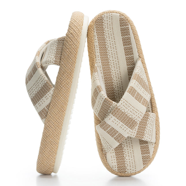 EcoWeave Serenity Cross-Strap Slippers