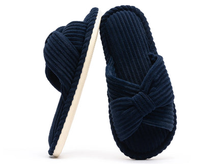 BOWDY Corduroy Bow Tie Slippers
