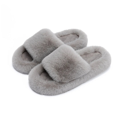 Chaussons duveteux à bout ouvert en mousse à mémoire de forme